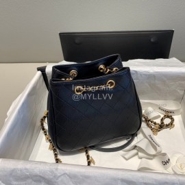 Chanel Ancient Egypt Series Lambskin Bucket Bag Retro Messenger Bag Black