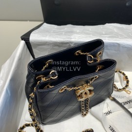 Chanel Ancient Egypt Series Lambskin Bucket Bag Retro Messenger Bag Black