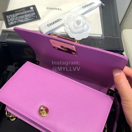 Chanel All-Match And Durable Messenger Bag Purple Bright Hardware Main Color Small