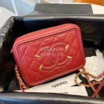 Chanel Chanel Square Mini Makeup Small Square Bag Small Particles Caviar Cowhide Without Portable Orange 94452