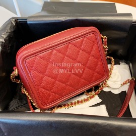 Chanel Chanel Square Mini Makeup Small Square Bag Small Particles Caviar Cowhide Without Portable Orange 94452