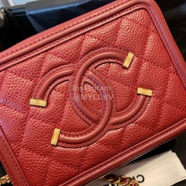 Chanel Chanel Square Mini Makeup Small Square Bag Small Particles Caviar Cowhide Without Portable Orange 94452