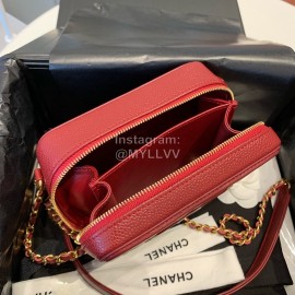 Chanel Chanel Square Mini Makeup Small Square Bag Small Particles Caviar Cowhide Without Portable Orange 94452