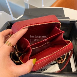 Chanel Chanel Square Mini Makeup Small Square Bag Small Particles Caviar Cowhide Without Portable Orange 94452