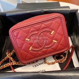 Chanel Chanel Square Mini Makeup Small Square Bag Small Particles Caviar Cowhide Without Portable Orange 94452