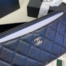 Chanel Calf Long Zipper Wallet Clutch Bag Black