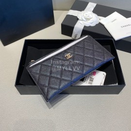 Chanel Calf Long Zipper Wallet Clutch Bag Black