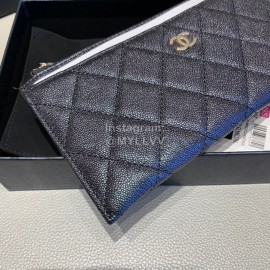 Chanel Calf Long Zipper Wallet Clutch Bag Black