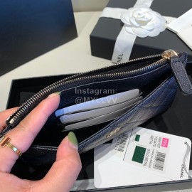 Chanel Calf Long Zipper Wallet Clutch Bag Black