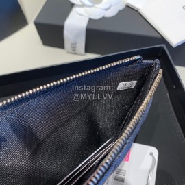 Chanel Calf Long Zipper Wallet Clutch Bag Black