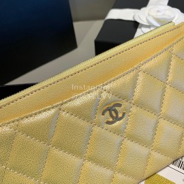 Chanel Calf Long Zipper Wallet Clutch Bag Yellow