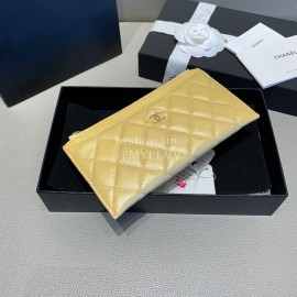 Chanel Calf Long Zipper Wallet Clutch Bag Yellow