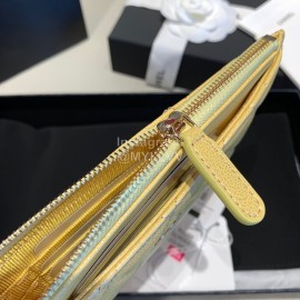 Chanel Calf Long Zipper Wallet Clutch Bag Yellow