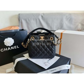 Chanel Autumn Winter Leather Shoulder Bag Black