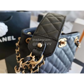 Chanel Autumn Winter Leather Shoulder Bag Black