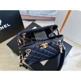 Chanel Autumn Winter Leather Shoulder Bag Black