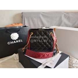 Chanel Autumn Winter Leather Shoulder Bag Wine Red