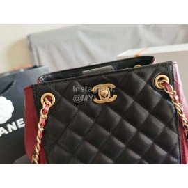 Chanel Autumn Winter Leather Shoulder Bag Wine Red