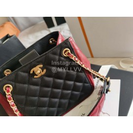Chanel Autumn Winter Leather Shoulder Bag Wine Red