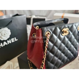 Chanel Autumn Winter Leather Shoulder Bag Wine Red