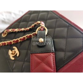 Chanel Autumn Winter Leather Shoulder Bag Wine Red