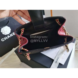 Chanel Autumn Winter Leather Shoulder Bag Wine Red