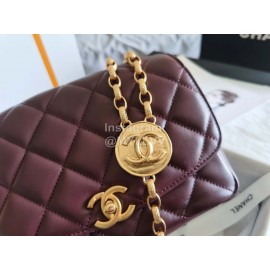 Chanel Autumn Winter Leather Chain Classic Flap Bag Wine Red