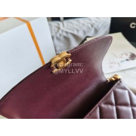 Chanel Autumn Winter Leather Chain Classic Flap Bag Wine Red