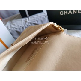 Chanel Autumn Winter Leather Chain Classic Flap Bag Beige