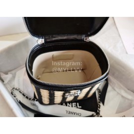 Chanel Bamboo Woven Sheepskin Box Cosmetic Bag Black