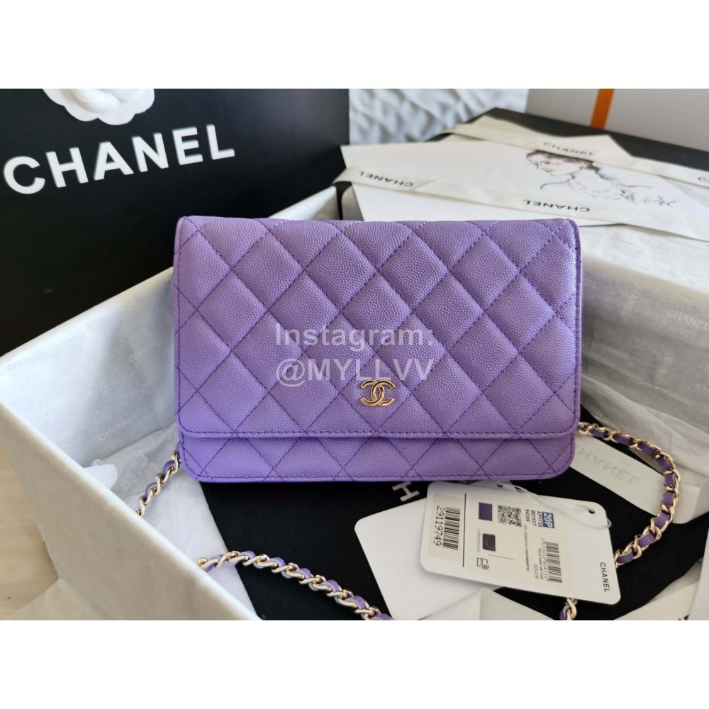 Chanel Calf Classic Flap Chain Crossbody Bag Purple 