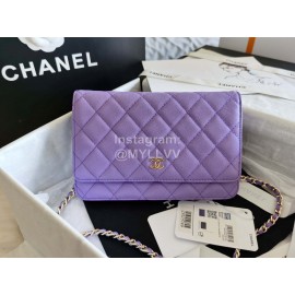 Chanel Calf Classic Flap Chain Crossbody Bag Purple 