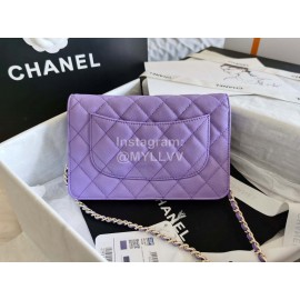 Chanel Calf Classic Flap Chain Crossbody Bag Purple 