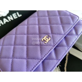 Chanel Calf Classic Flap Chain Crossbody Bag Purple 