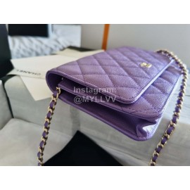 Chanel Calf Classic Flap Chain Crossbody Bag Purple 