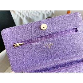 Chanel Calf Classic Flap Chain Crossbody Bag Purple 