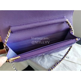 Chanel Calf Classic Flap Chain Crossbody Bag Purple 