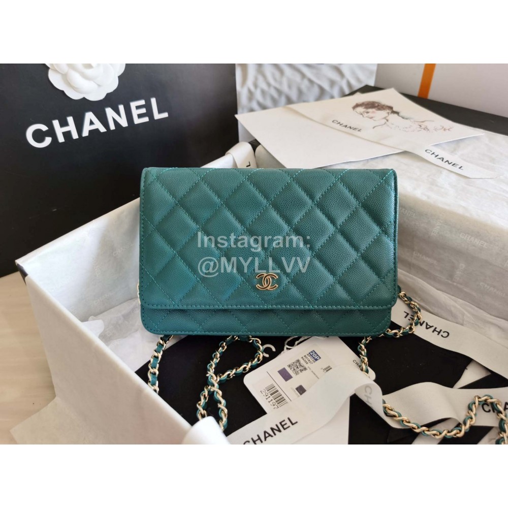 Chanel Calf Classic Flap Chain Crossbody Bag Green