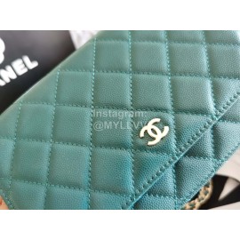 Chanel Calf Classic Flap Chain Crossbody Bag Green