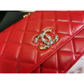 Chanel Calf Classic Flap Crossbody Chain Bag Red