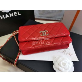 Chanel Calf Classic Flap Crossbody Chain Bag Red
