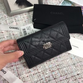 Chanel Boy Series Calf Three Fold Wallet Black