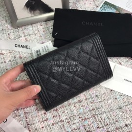 Chanel Boy Series Calf Three Fold Wallet Black