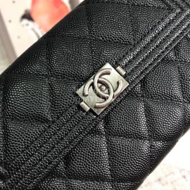 Chanel Boy Series Calf Three Fold Wallet Black