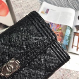 Chanel Boy Series Calf Three Fold Wallet Black