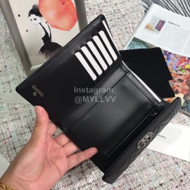 Chanel Boy Series Calf Three Fold Wallet Black