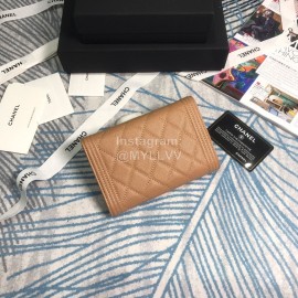 Chanel Boy Series Calf Three Fold Wallet Khaki