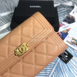 Chanel Boy Series Calf Three Fold Wallet Khaki