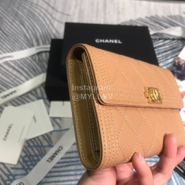 Chanel Boy Series Calf Three Fold Wallet Khaki