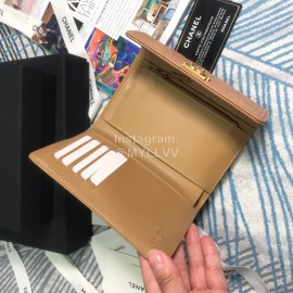 Chanel Boy Series Calf Three Fold Wallet Khaki